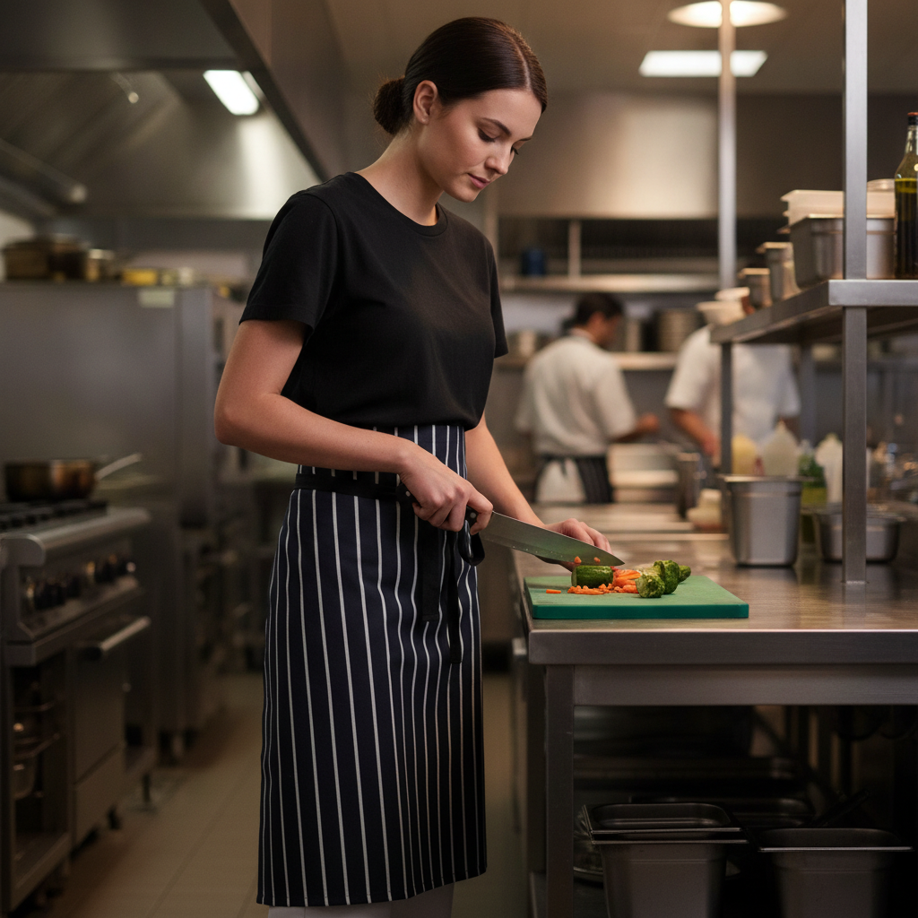 Polycotton Blue Butcher's Stripe Bistro Apron for Kitchens