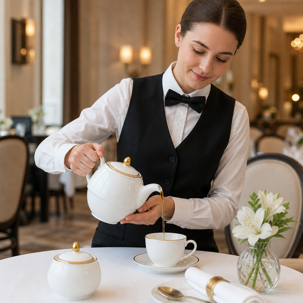 Bone China Tea Set for One with Gold Edging (Pack of 6)