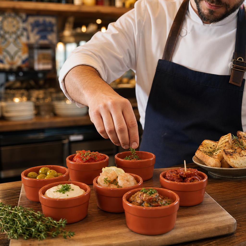 Stoneware Rustic Mediterranean Ramekins 110ml for Tapas (Pack of 6)