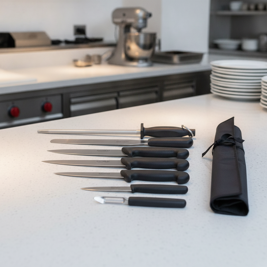 Stainless Steel Knife Set with Nylon Roll Bag for Professional Use