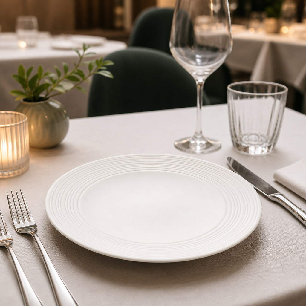 Coupe Plates Matte Blanc Vitrified Porcelain for Upscale Dining (Pack of 12)