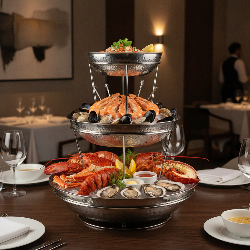 Stainless Steel Seafood Tower Serving Bowl 350mm for Elegant Dining