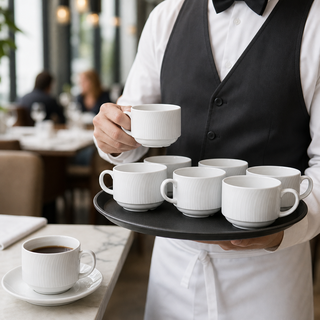Alumina Vitrified Ceramic Stacking Cups 85ml for Professional Catering (Pack of 36)