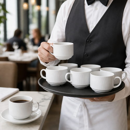 Alumina Vitrified Ceramic Stacking Cups 85ml for Professional Catering (Pack of 36)