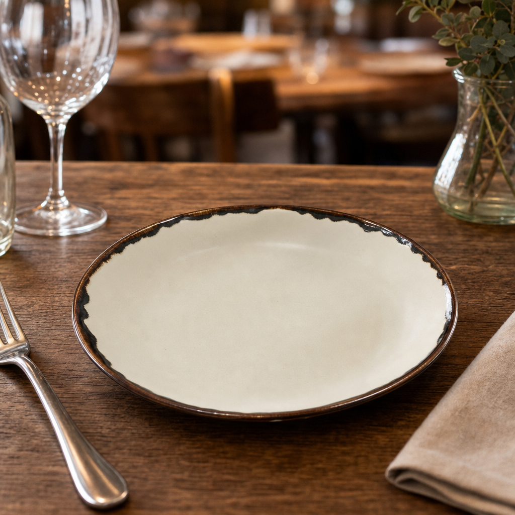 Linen Coupe Plates Porcelain for Rustic Dining (Pack of 12)