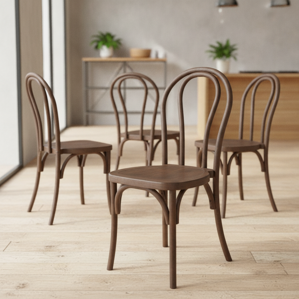 Polypropylene Brown Bentwood Style Chairs 911x420mm for Cafés & Bistros (Pack of 4)