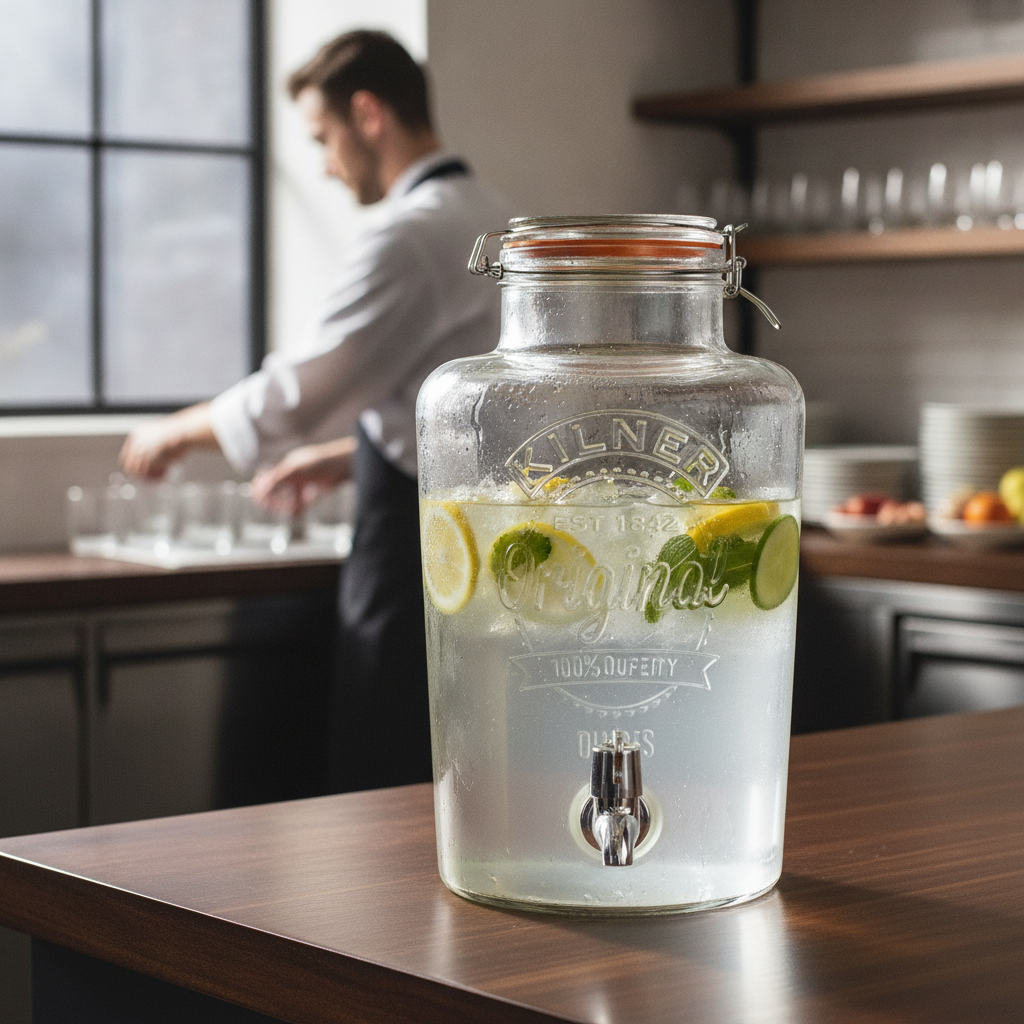 Glass Round Drinks Dispenser 8000ml for Home Hosting