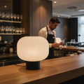 Glass Table Lamp with Wooden Base 200mm for Elegant Ambiance