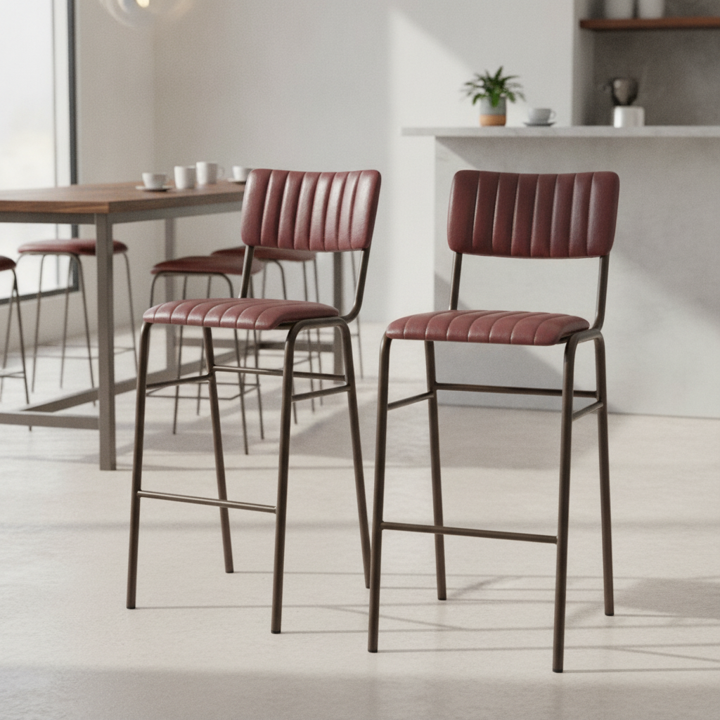 Metal Vintage Red Stacking Bar Stools 1100mm for Cafés & Restaurants (Pack of 2)