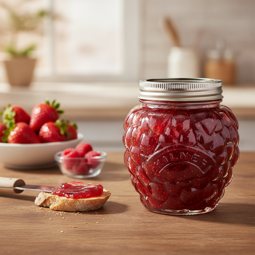Glass Berry Fruit Preserve Jar 400ml for Storing Jams