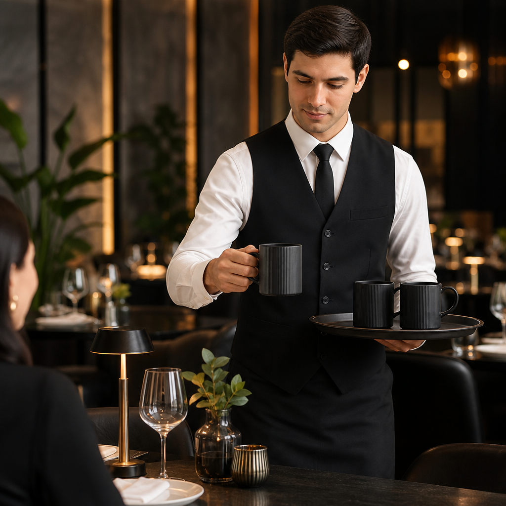 Noir Mugs 340ml Vitrified Porcelain for Upscale Dining (Pack of 12)