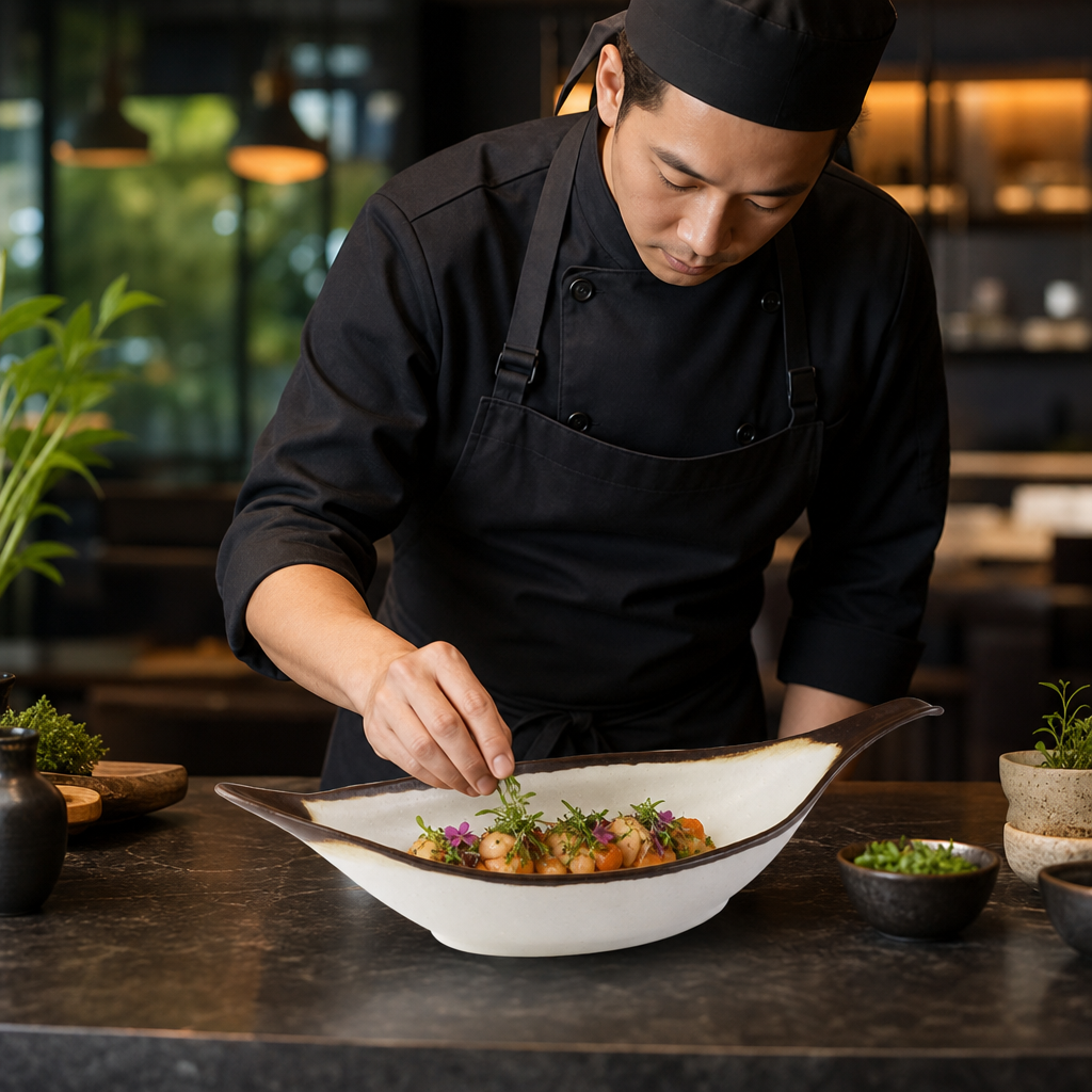 Leaf-Shaped Bowl 420mm Melamine for Creative Presentations