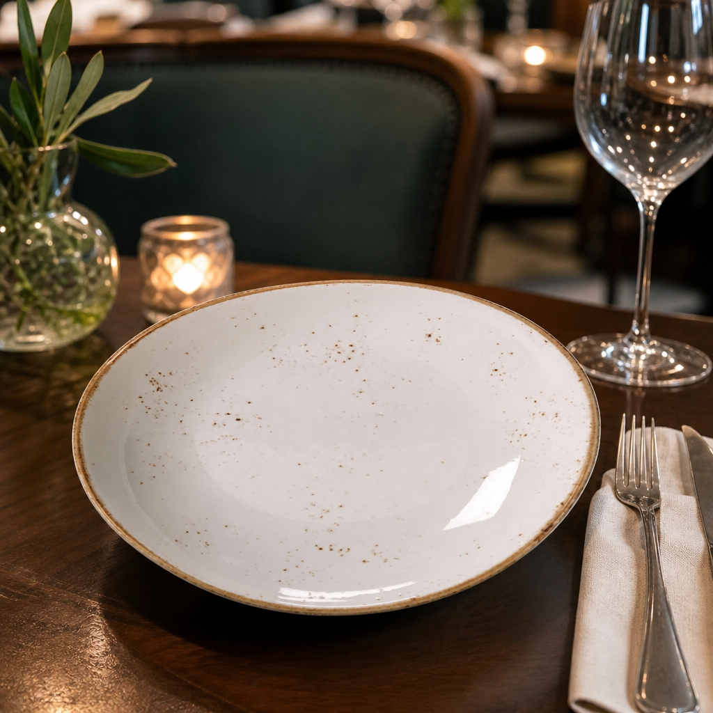 Coupe Plates 230mm White Porcelain for Professional Catering (Pack of 24)