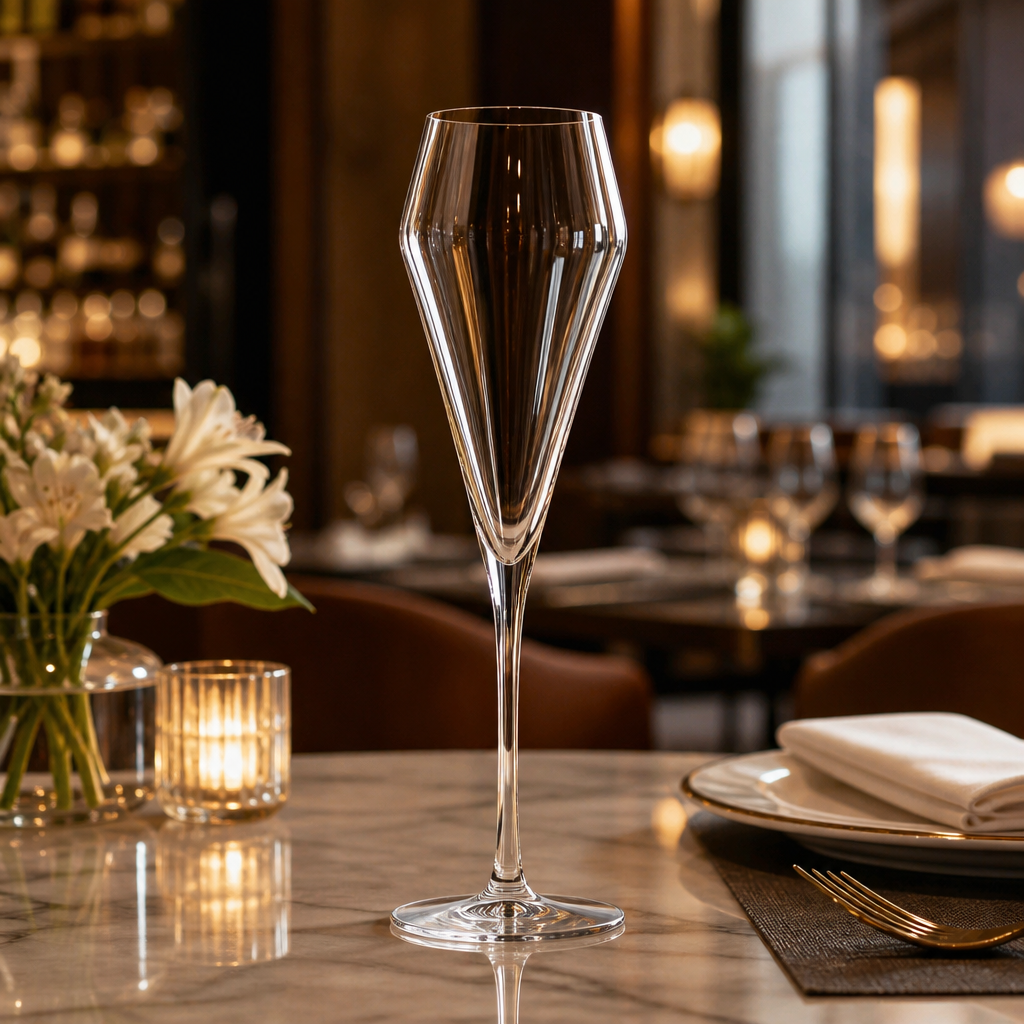 Crystal Glass Champagne Flutes 220ml for Hotels & Restaurants (Pack of 6)