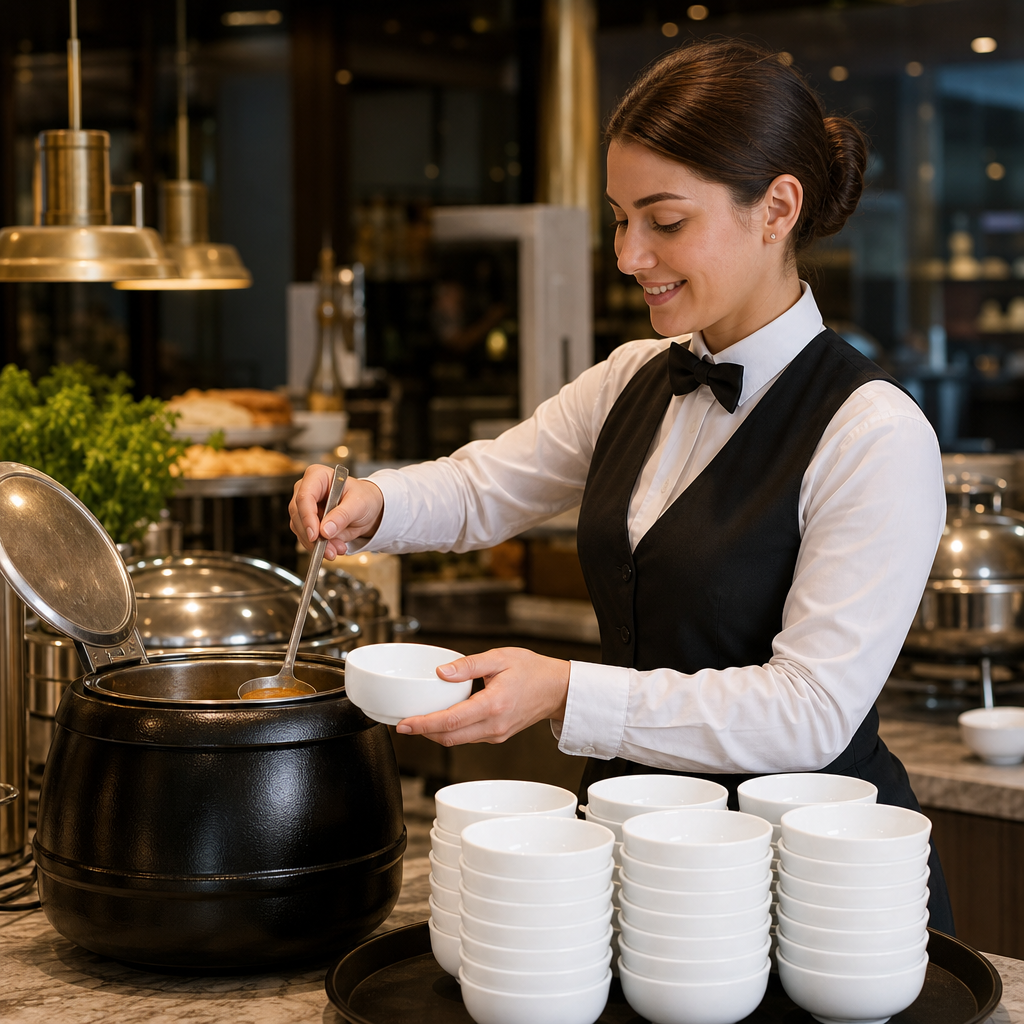 Stacking Soup Cups 285ml in Gloss White for Buffets & Self-Service - Pack of 36