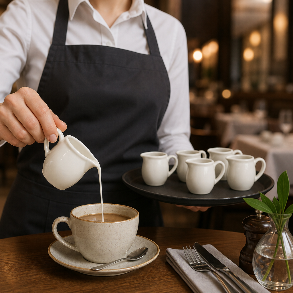 Stoneware Ivory Milk Jugs 82ml for Catering Services (Pack of 6)