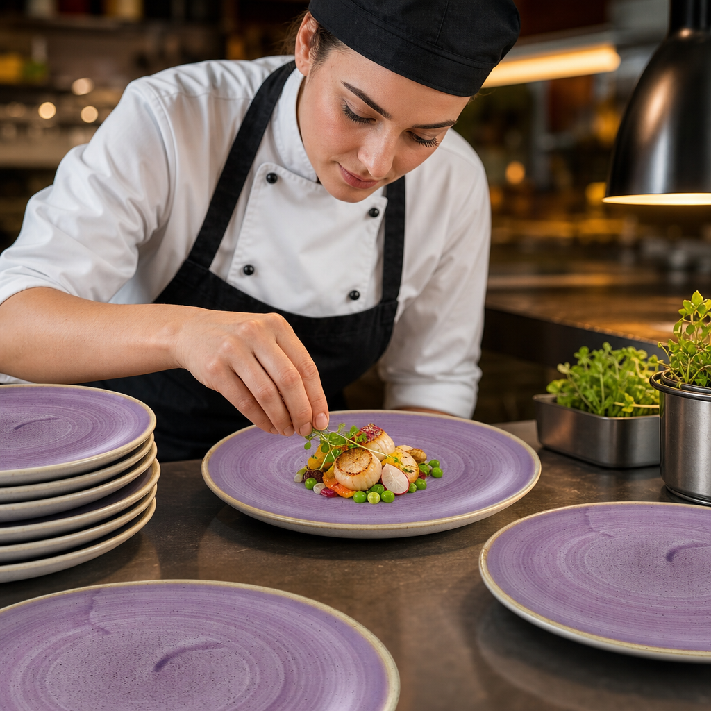 Coupe Plates 165mm Purple Vitrified Ceramic for Elegant Dining (Pack of 12)