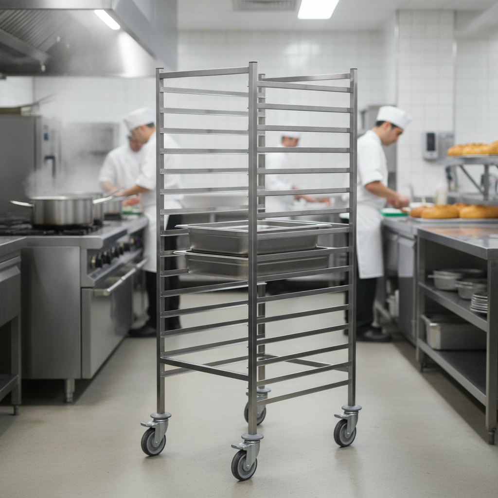 Stainless Steel Gastronorm Racking Trolley for Commercial Use