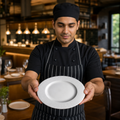 Durable Rim Plates 202.5mm Porcelain for Restaurants & Cafés (Pack of 24)