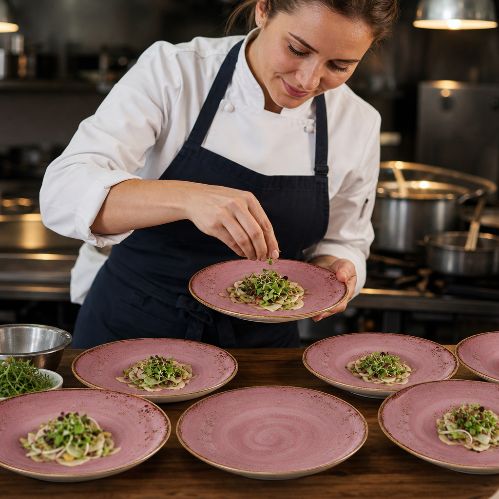 Alumina Bowl 255mm Pink Vitrified Ceramic for Culinary (Pack of 12)