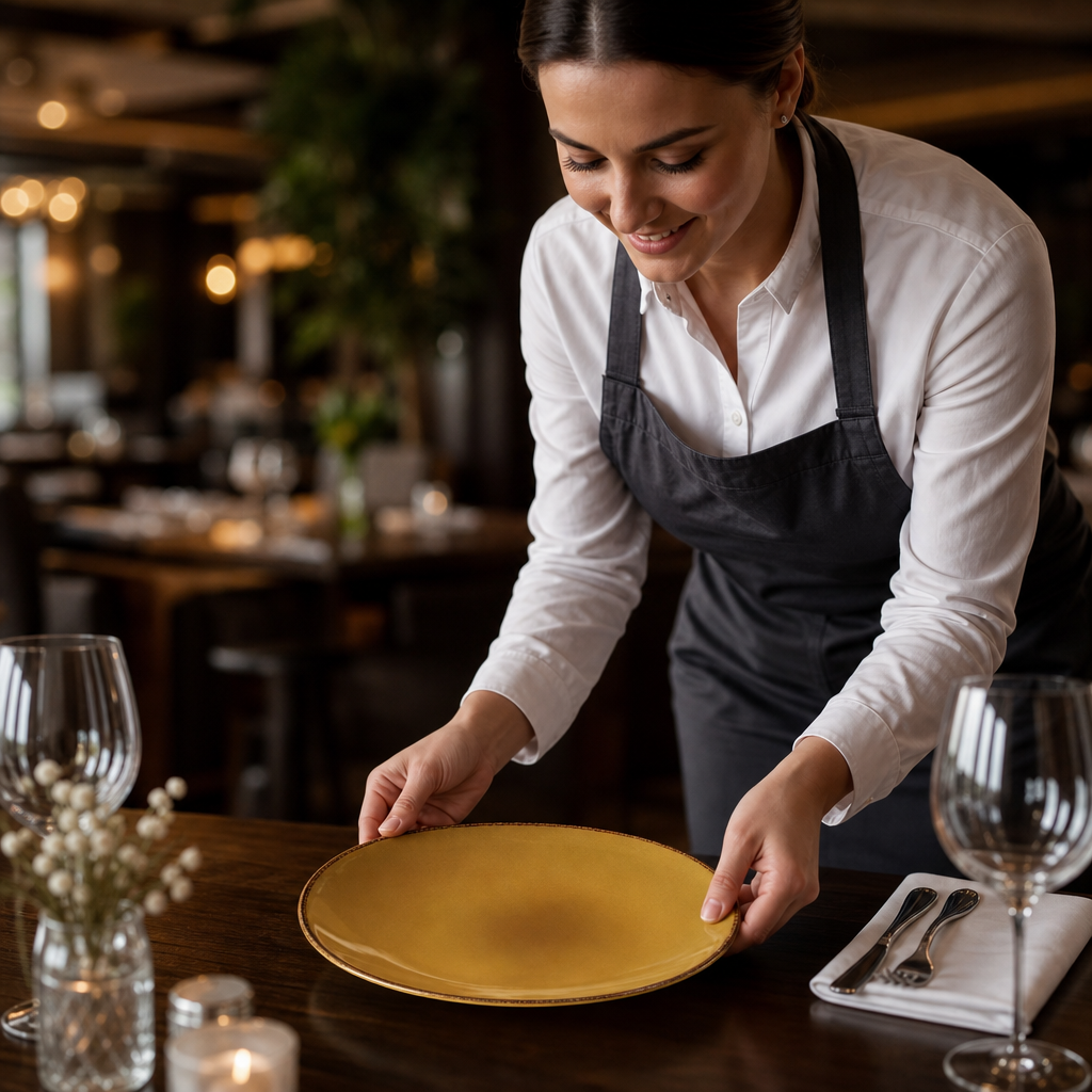 Plates 305mm Mustard Porcelain for Dining Tables (Pack of 12)