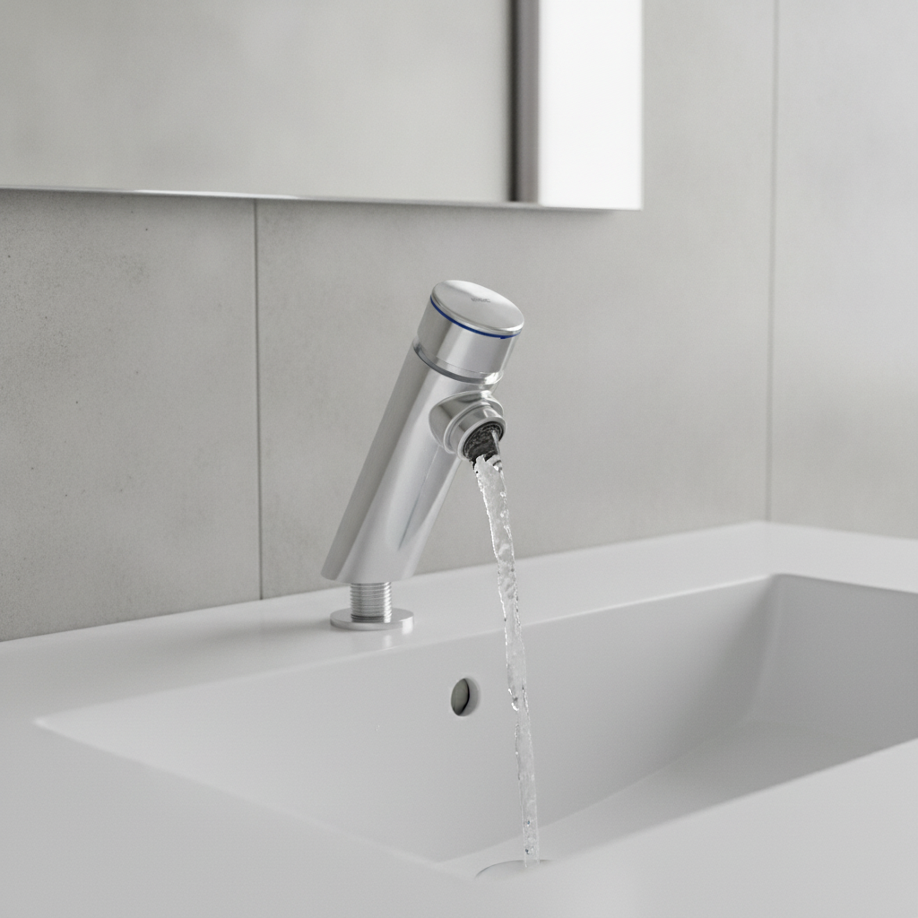 Stainless Steel Self-Closing Pillar Tap for Public Washrooms