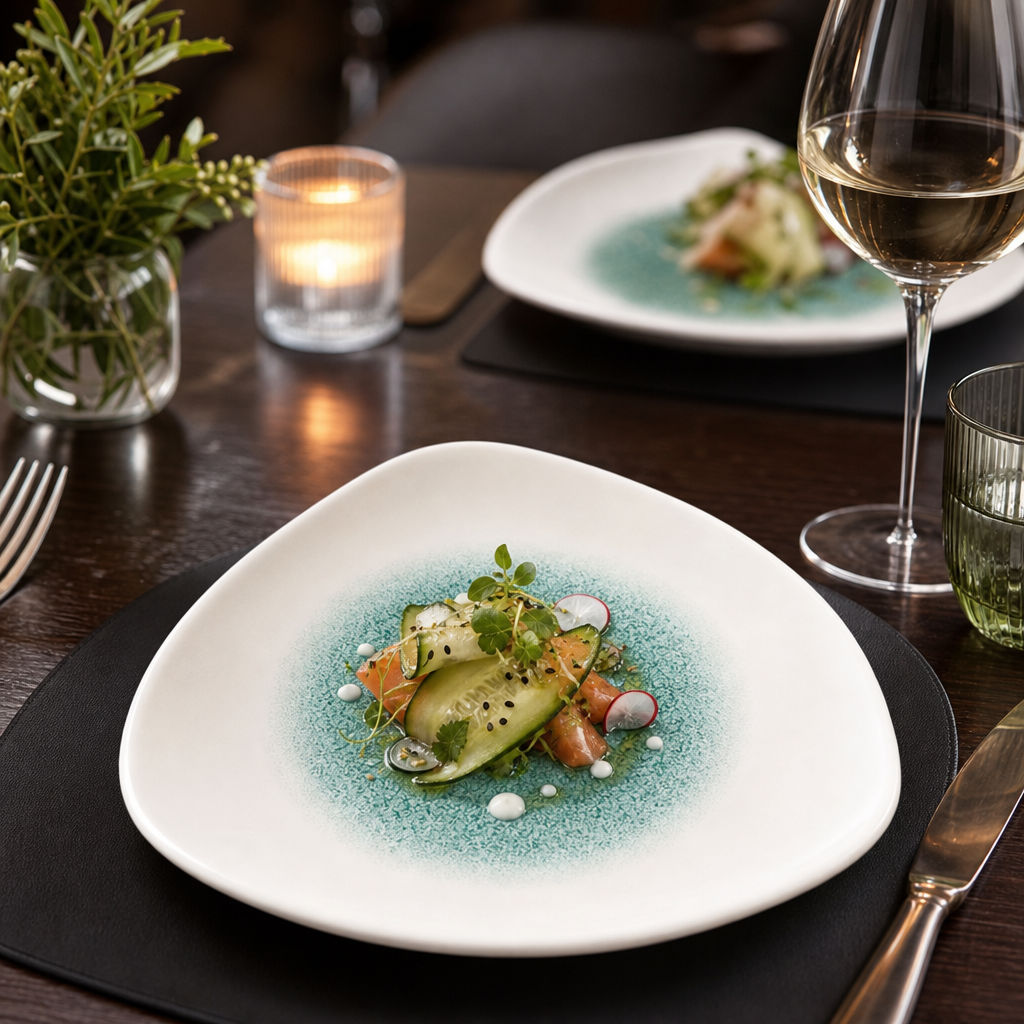 Triangle Plates Green Porcelain for Elegant Dining (Pack of 12)