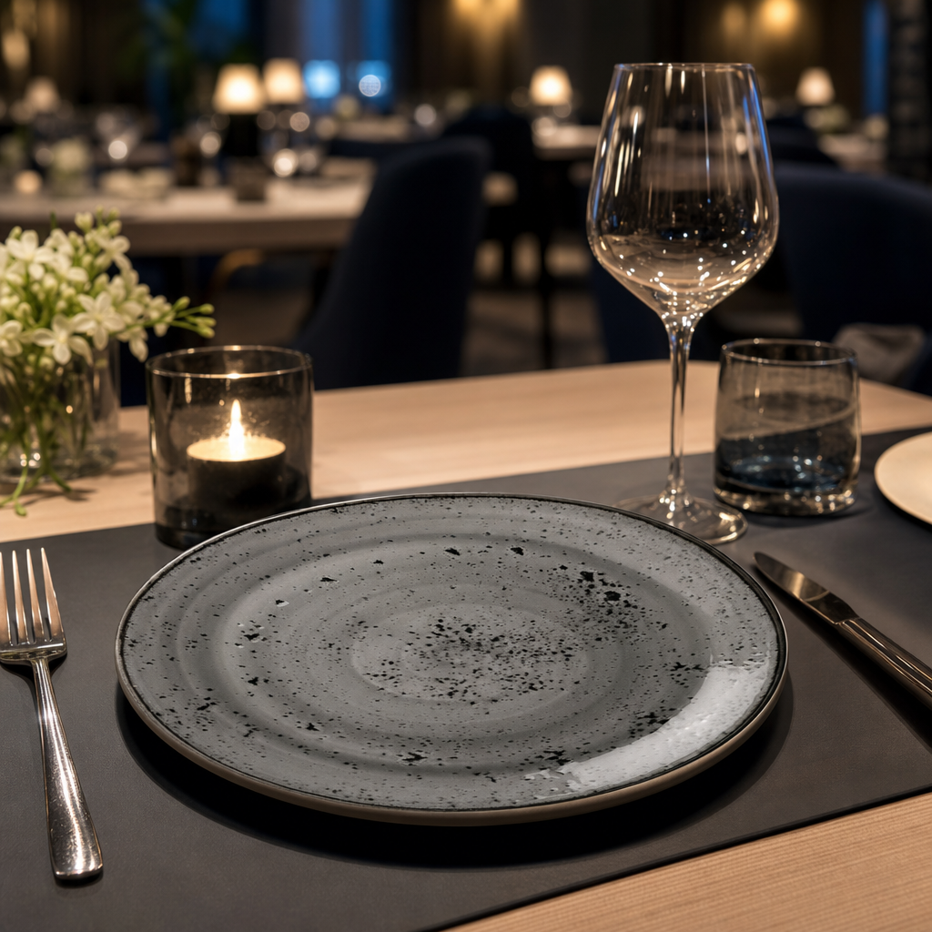 Coupe Plates 255mm Smoke Grey Porcelain for Elegant Dining (Pack of 12)