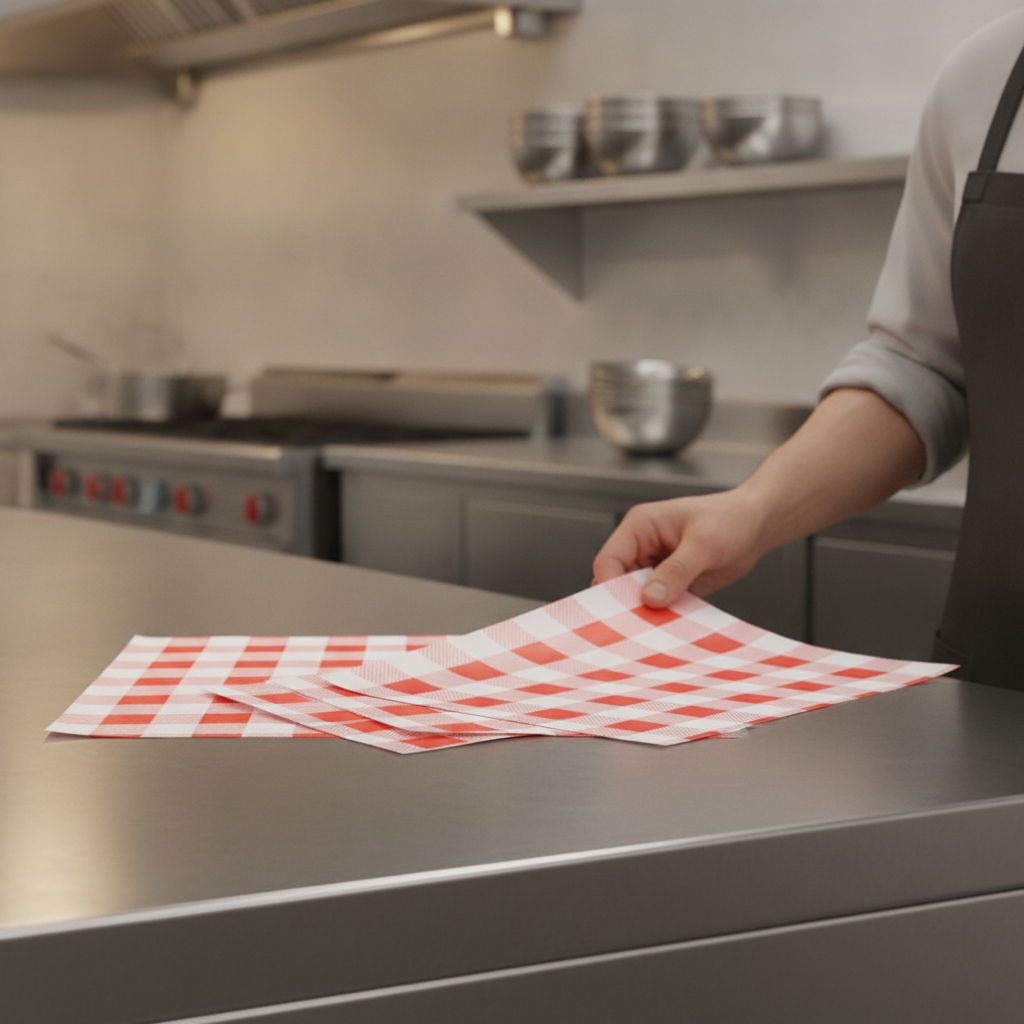 Red Greaseproof Paper Sheets 310x190mm for Food Service (Pack of 200)