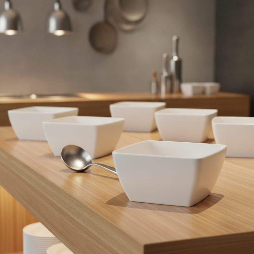 Recycled PET White Bowl 400ml for Buffet Settings