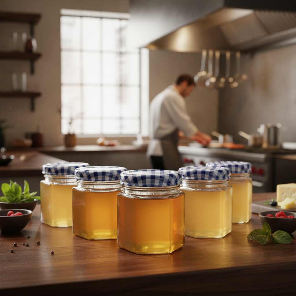 Glass Hexagonal Twist Top Jar 48ml for Home & Kitchen