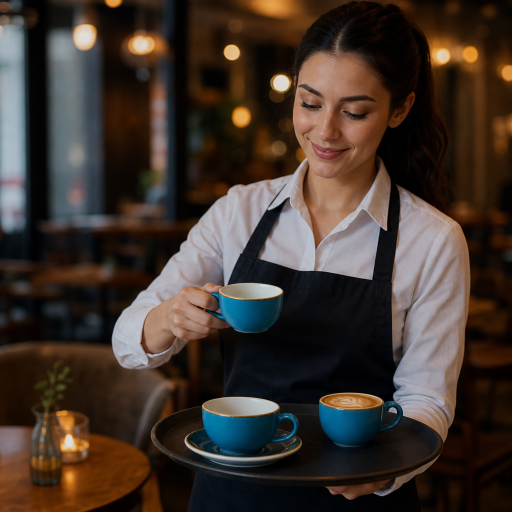 Java Blue Cappuccino Cups 236ml in Super Vitrified Ceramic for Beverage Service (Pack of 12)