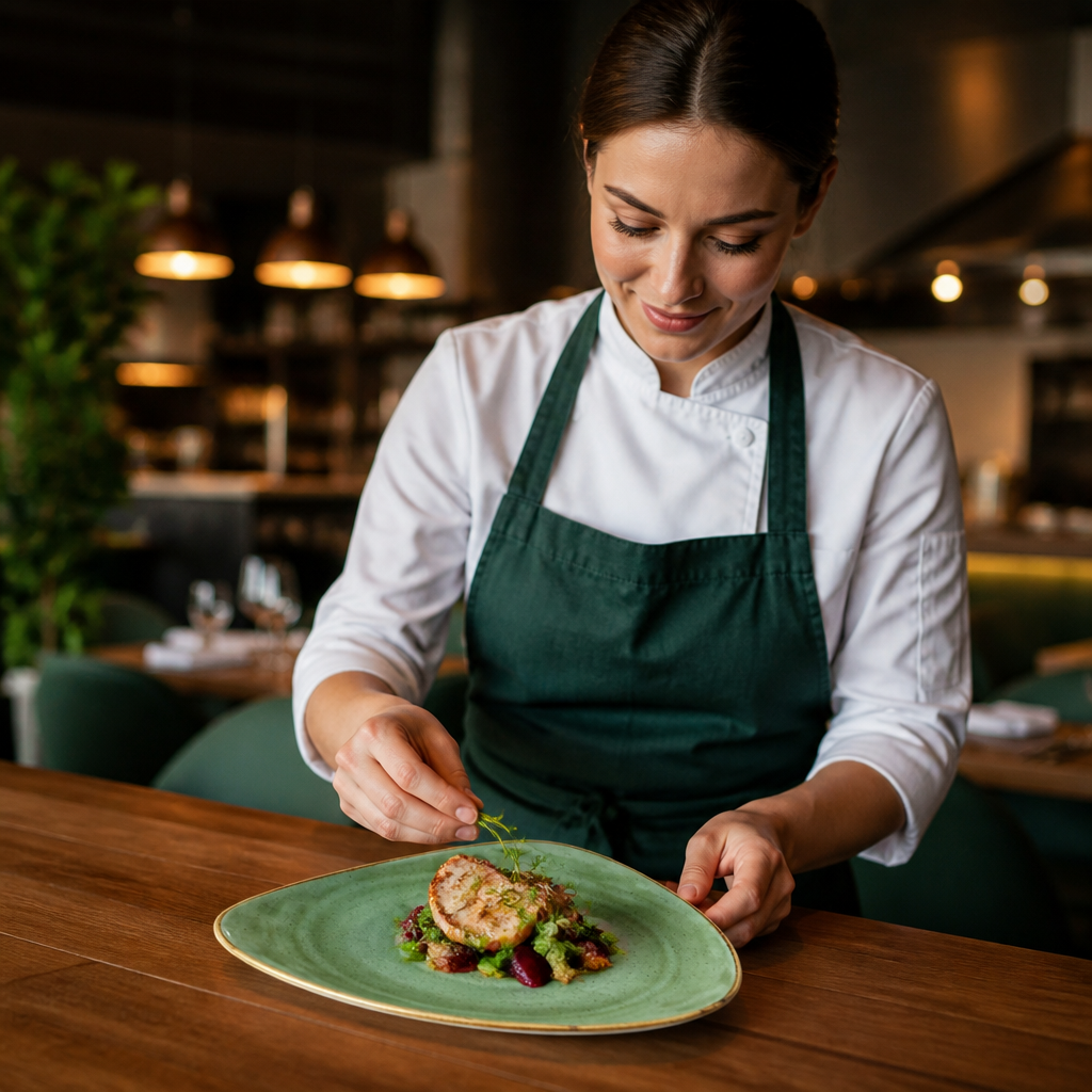 Triangular Plates 265mm Green Vitrified Ceramic for Restaurants & Cafés (Pack of 12)