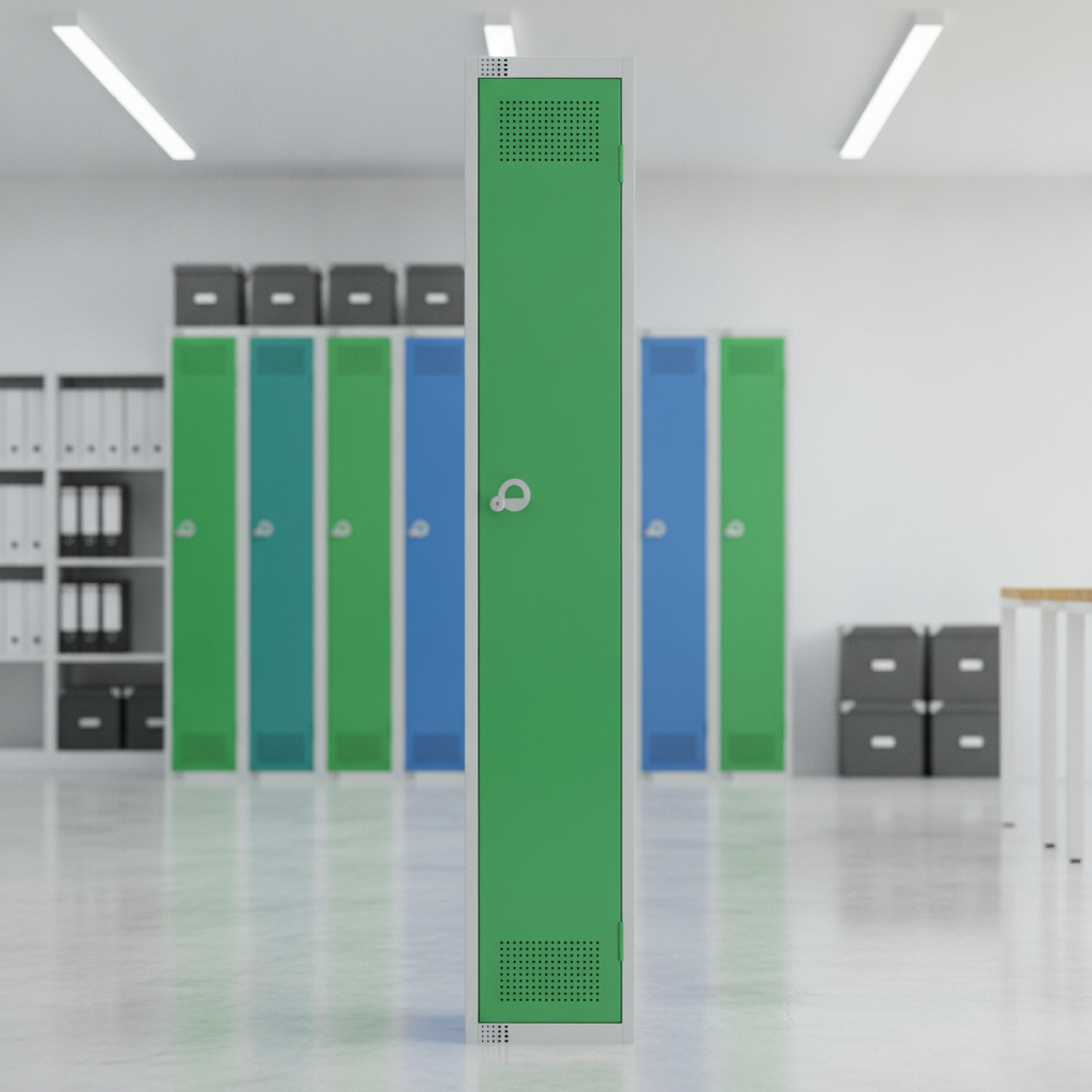 Powder Coated Steel Green Single Door Locker 300mm Deep for Secure Storage
