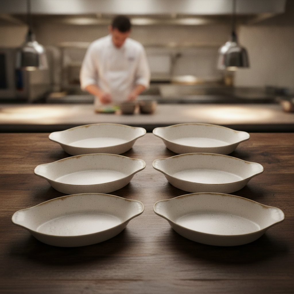 Super Vitrified Ceramic Oval Eared Dishes 232mm for Sharing (Pack of 6)