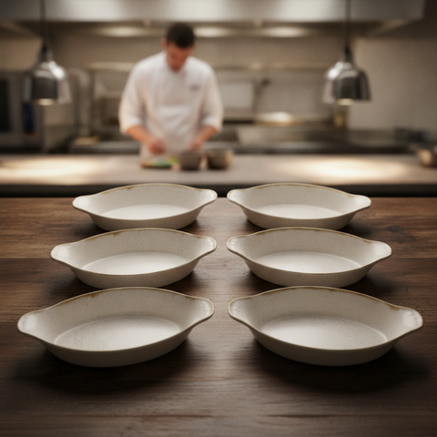 Super Vitrified Ceramic Oval Eared Dishes 232mm for Sharing