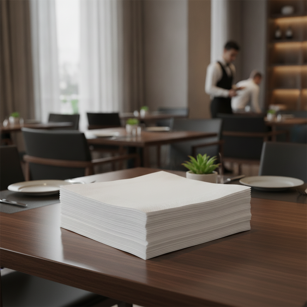 White Paper Lunch Napkins 330x330mm for Cafés & Restaurants (Pack of 5000)