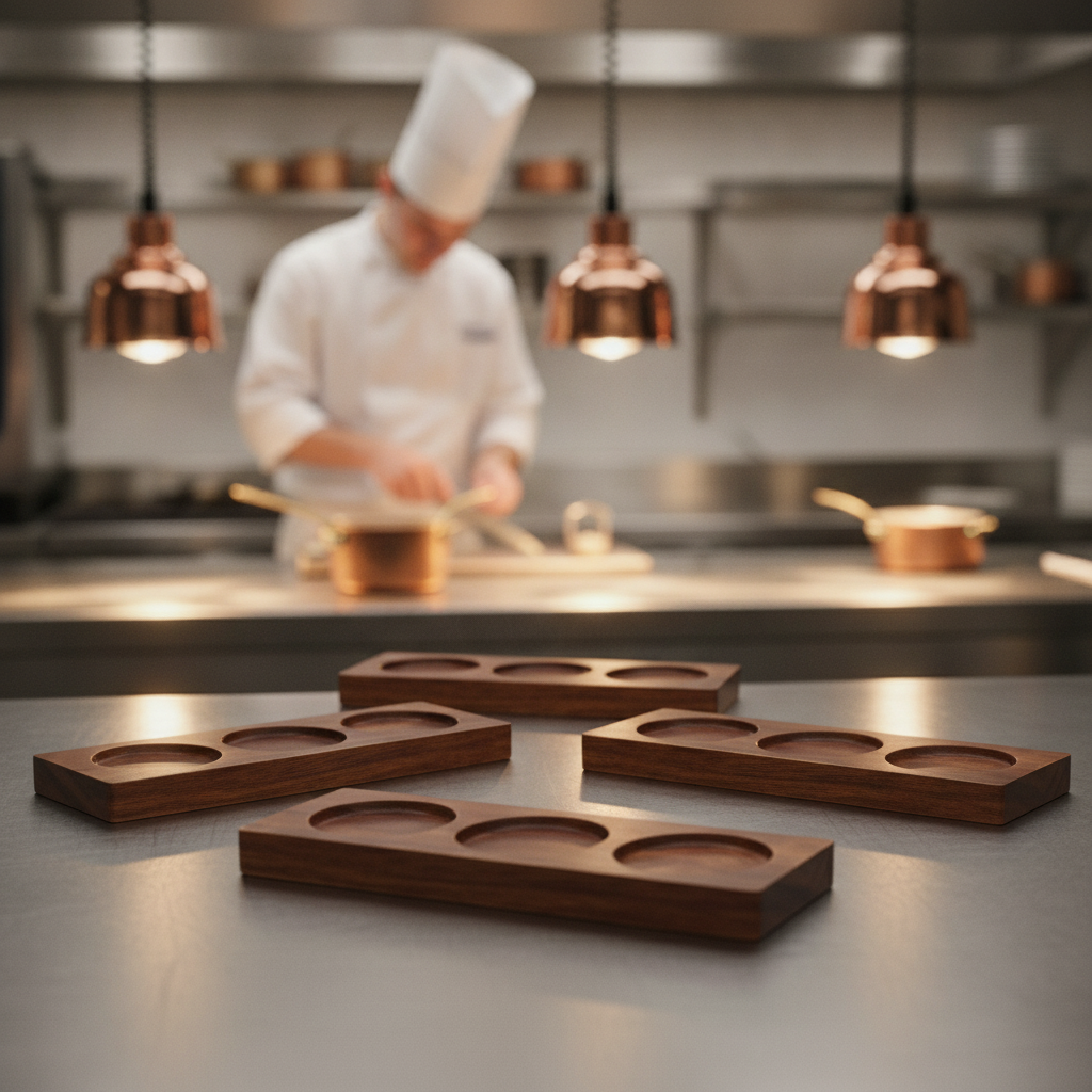 Wood Natural Hardwood Rectangular Deli Boards 270x90mm for Catering (Pack of 4)
