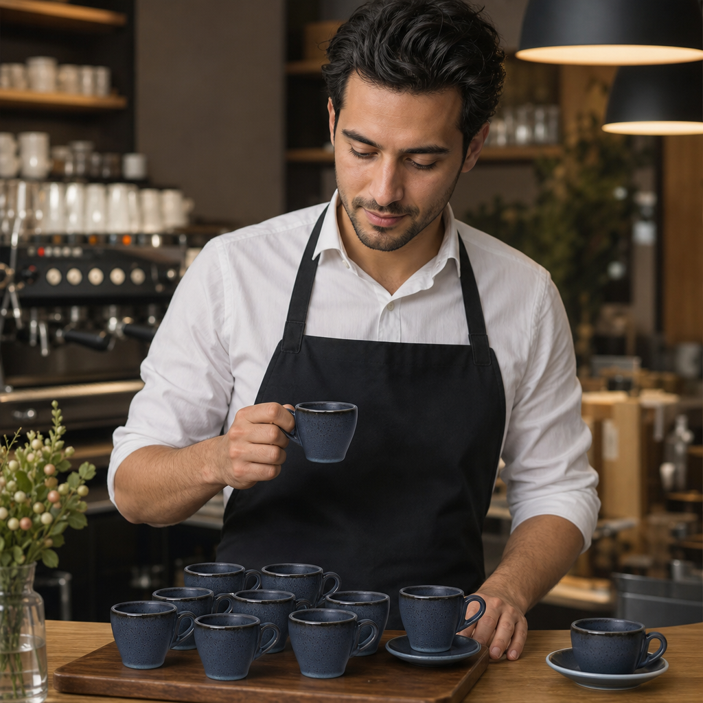 Vitrified China Espresso Cups 85ml in Blue for Coffee Lovers (Pack of 12)