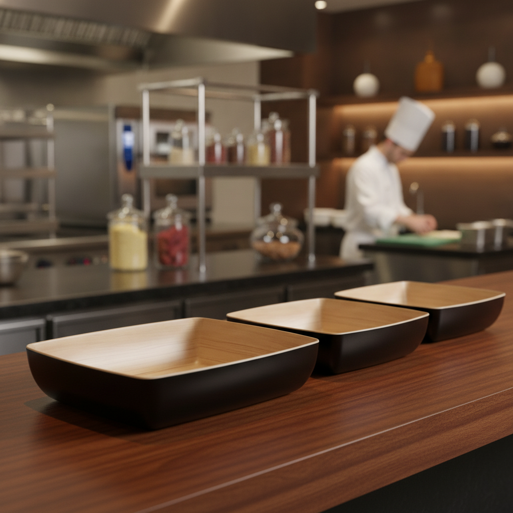 Melamine Black & Brown Bowl 1/2 GN for Catering Events
