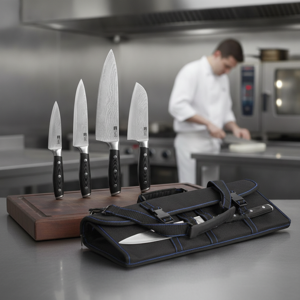 Japanese VG-10 Stainless Steel Knife Set for Professional Chefs (Pack of 4)