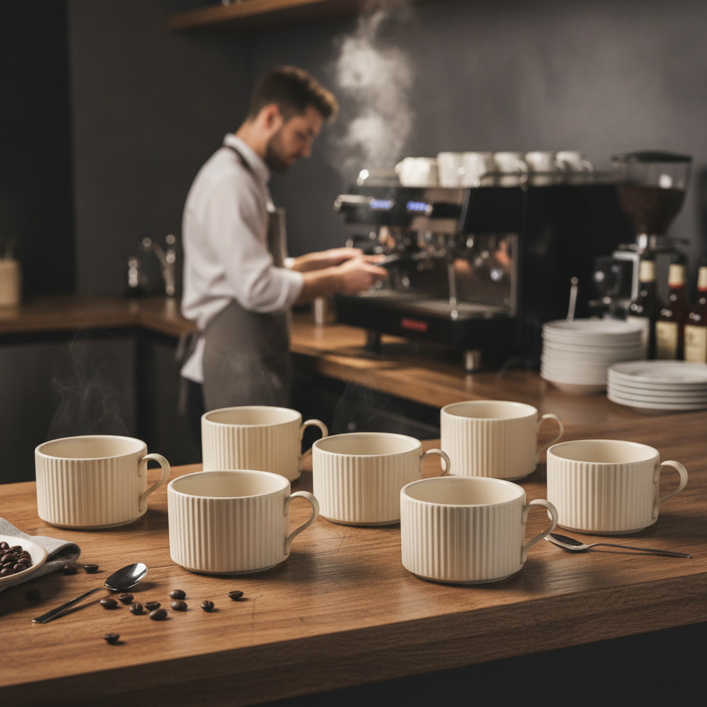 Porcelain Cappuccino Cups 200ml for Hospitality (Pack of 6)