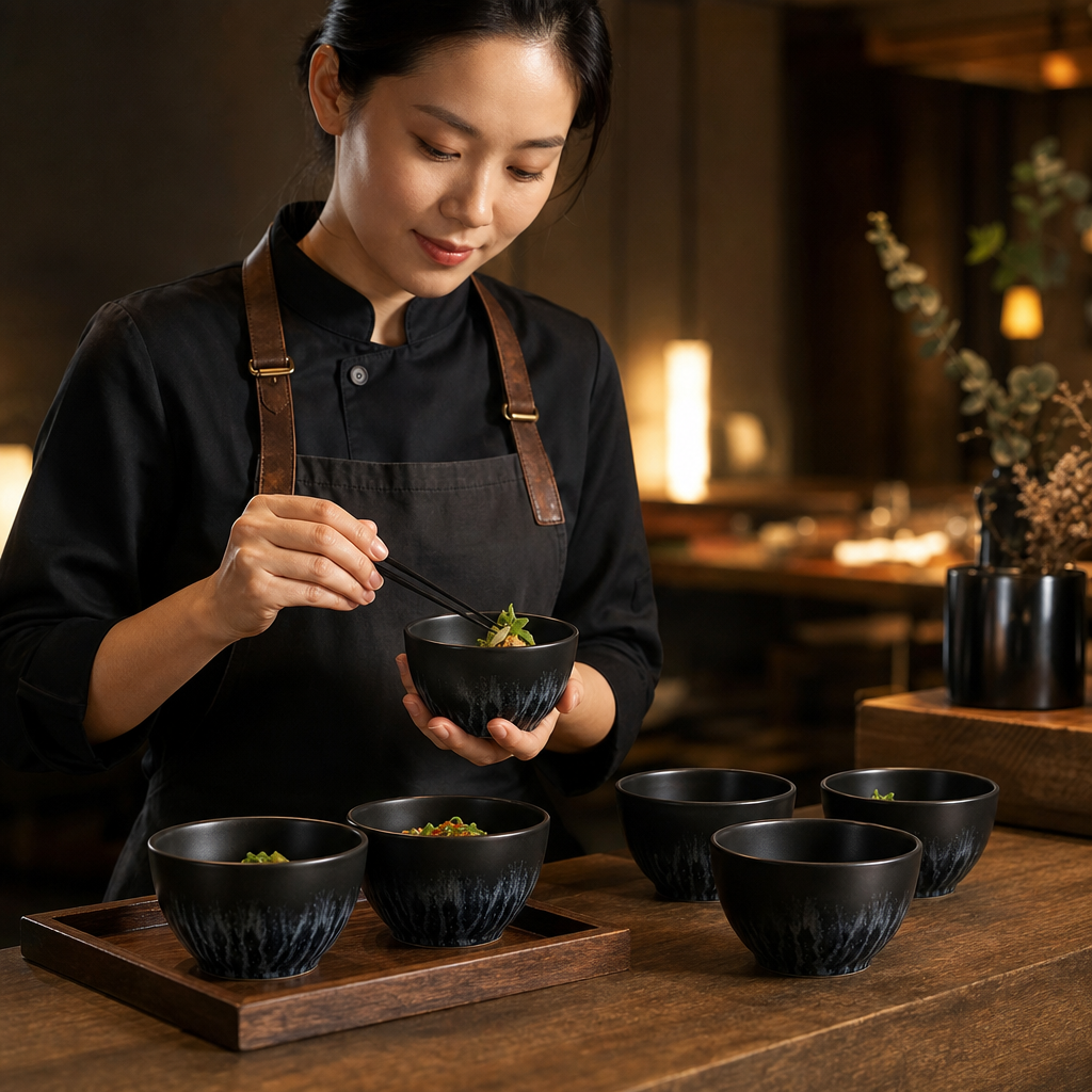 Deep Bowls 102mm Black Ceramic for Modern Hospitality (Pack of 12)