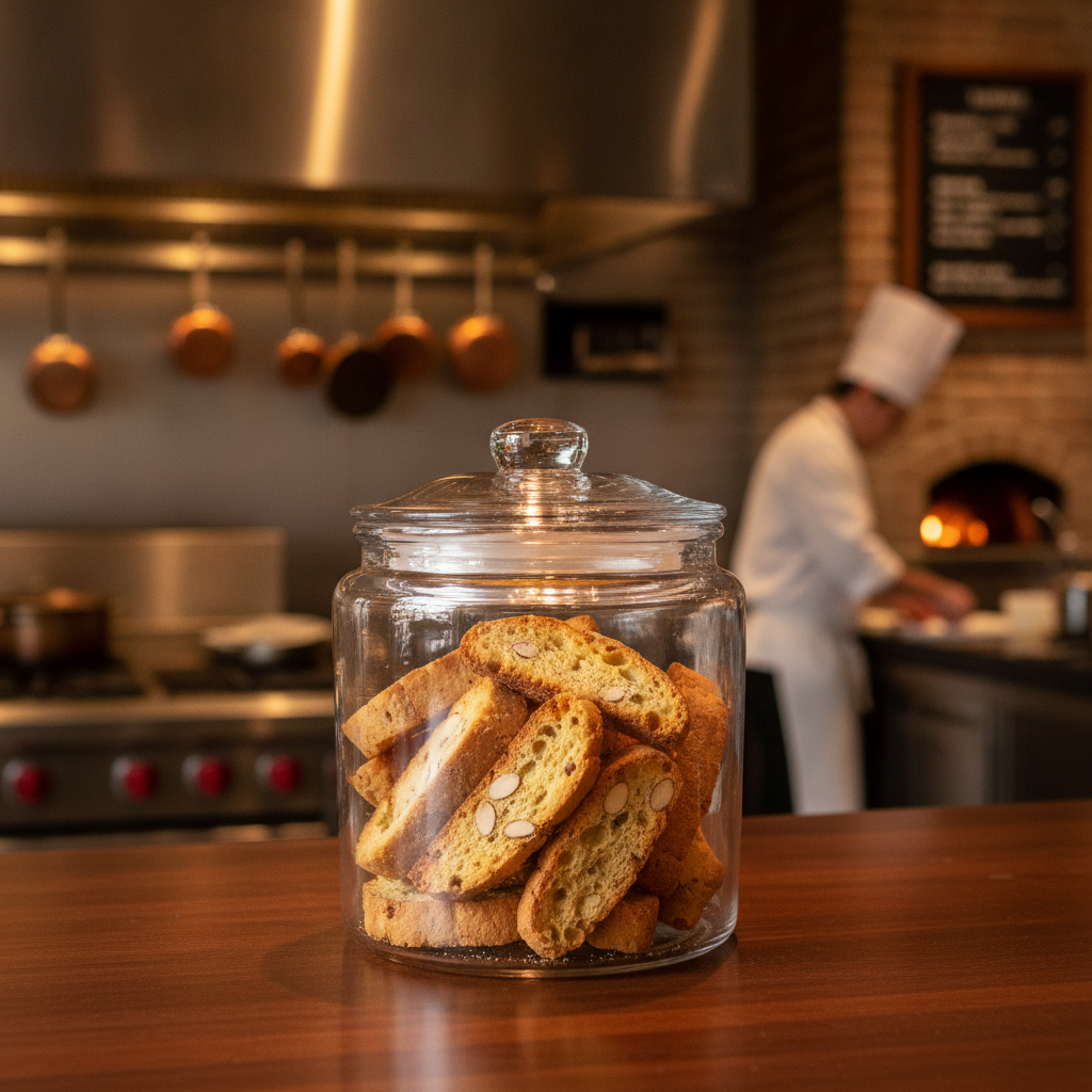 Soda Lime Glass Biscotti Jar 3.8L for Kitchen Storage