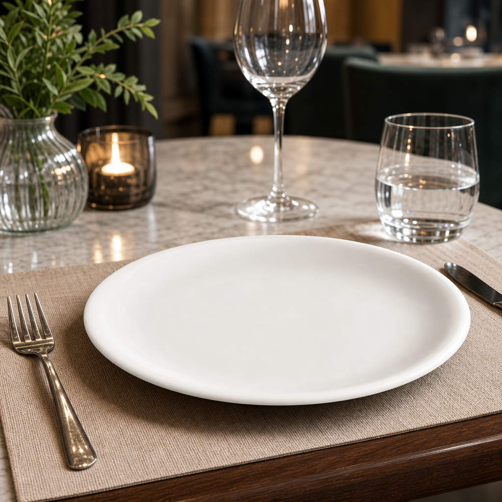 Narrow Rimmed Plates 240mm White Porcelain for Elegant Dining (Pack of 24)