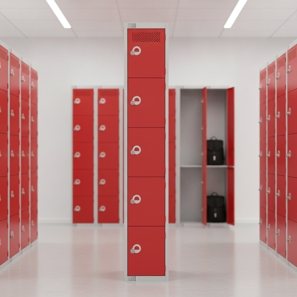 Powder Coated Steel Red Lockers 450mm Deep for Personal Storage