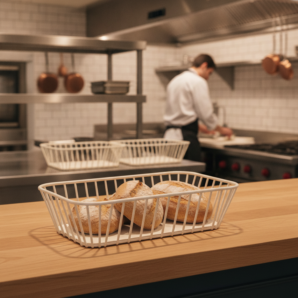 Metal White GN 1/4 Basket 265x162mm for Kitchen & Buffet