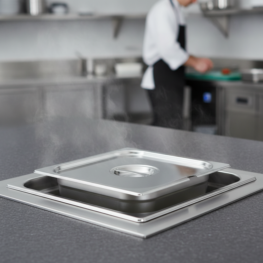 201 Stainless Steel Notched Lid for 1/3 Gastronorm Trays