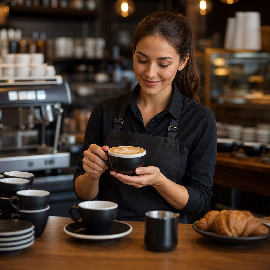Porcelain Cappuccino Cups Onyx Black 225ml for Cafés & Restaurants (Pack of 12)