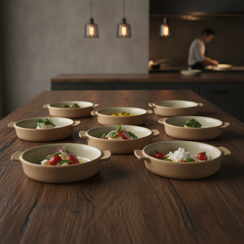 Stoneware Round Individual Dishes 140mm for Serving (Pack of 6)